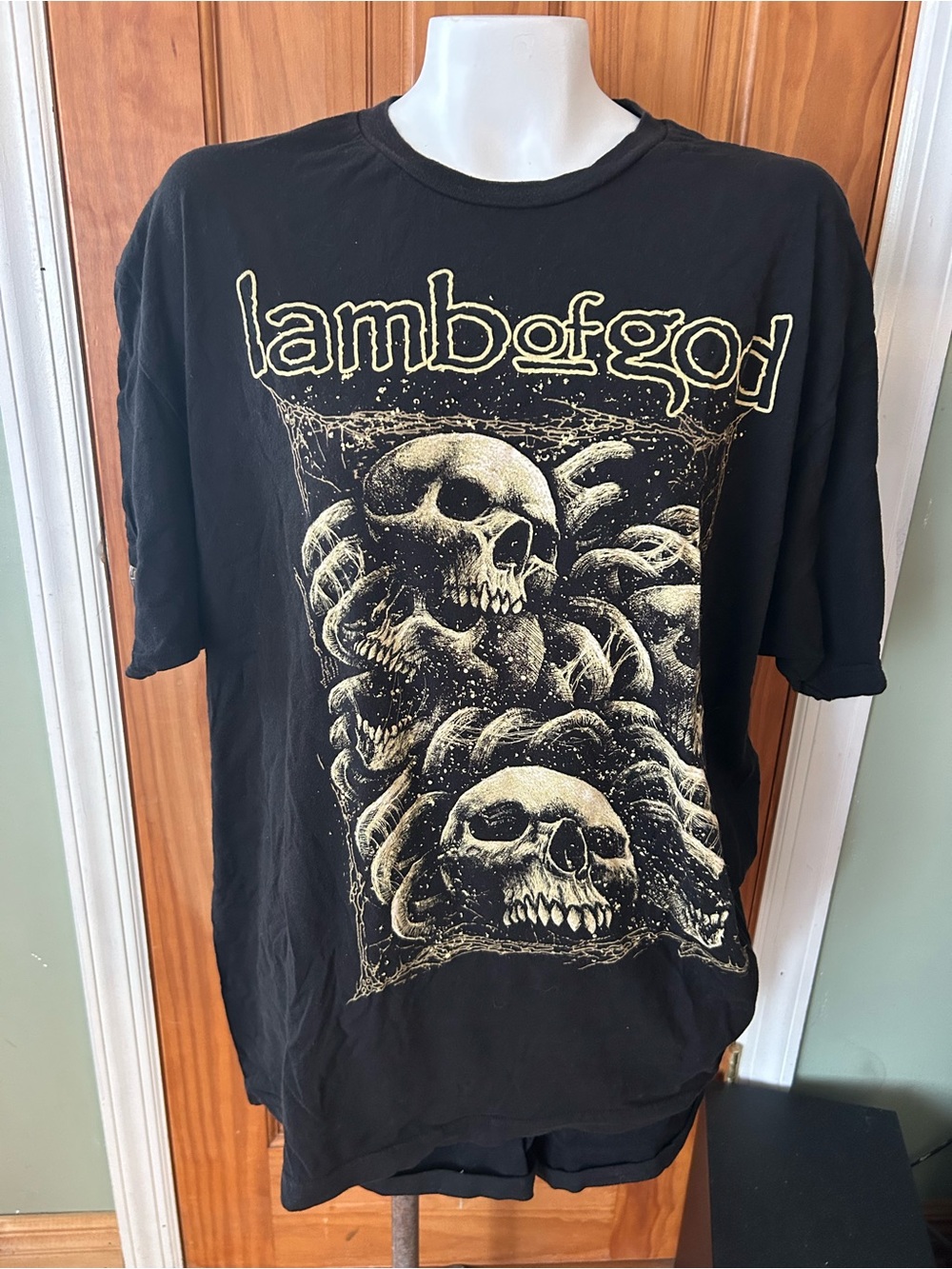 Lamb of god Black Band Graphic Tee with white  Skull Print